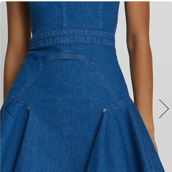 7 FOR ALL MANKIND denim flounce mini dress XS NWT - Picture 3 of 7